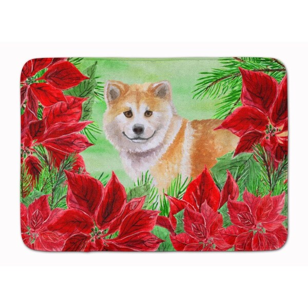 Carolines Treasures Shiba Inu Poinsettas Machine Washable Memory Foam Mat CK1326RUG - main